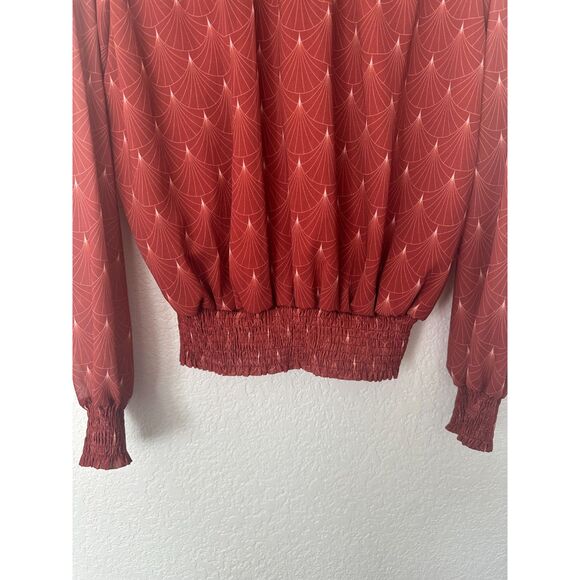 Bohme Art Deco Long SLeeve Top Rust/Brick Size Medium - Picture 3 of 7